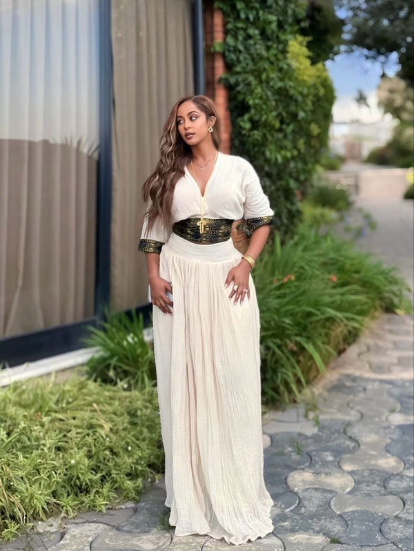 Simple and Elegant Habesha Dress with Fine Embroidery for Everyday Wear
