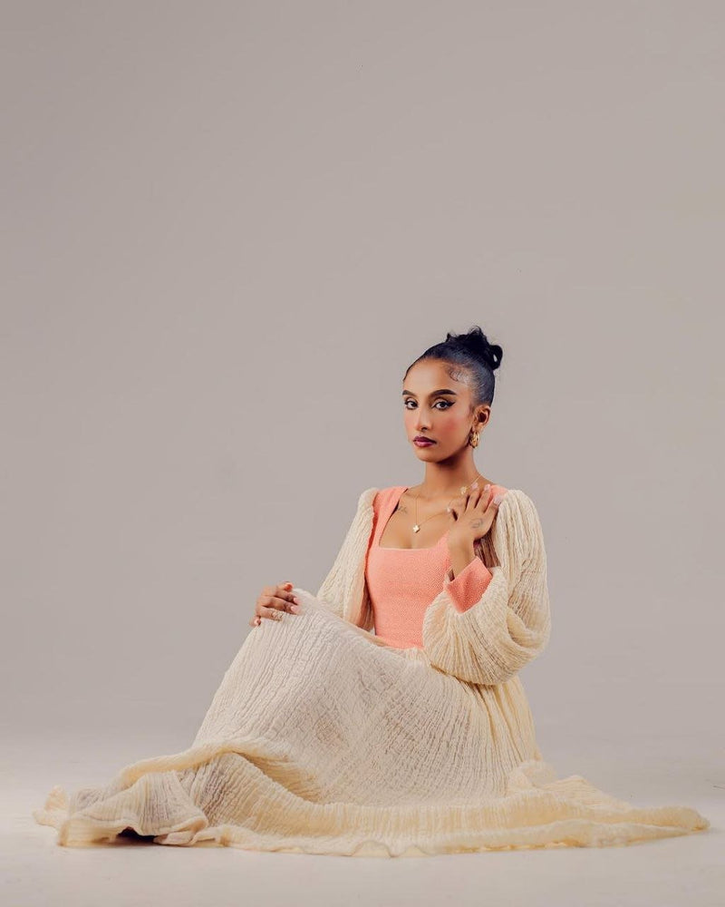 Classic Habesha Kemis with Subtle Embroidery a Graceful Choice for Everyday Wear